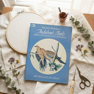 Vintage 1979 Dover Audubon Birds Iron On Transfer Patterns Embroidery Book